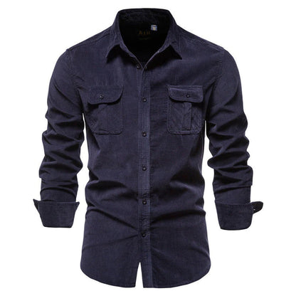Heren Overhemd van Ribfluweel met Corduroy Stof