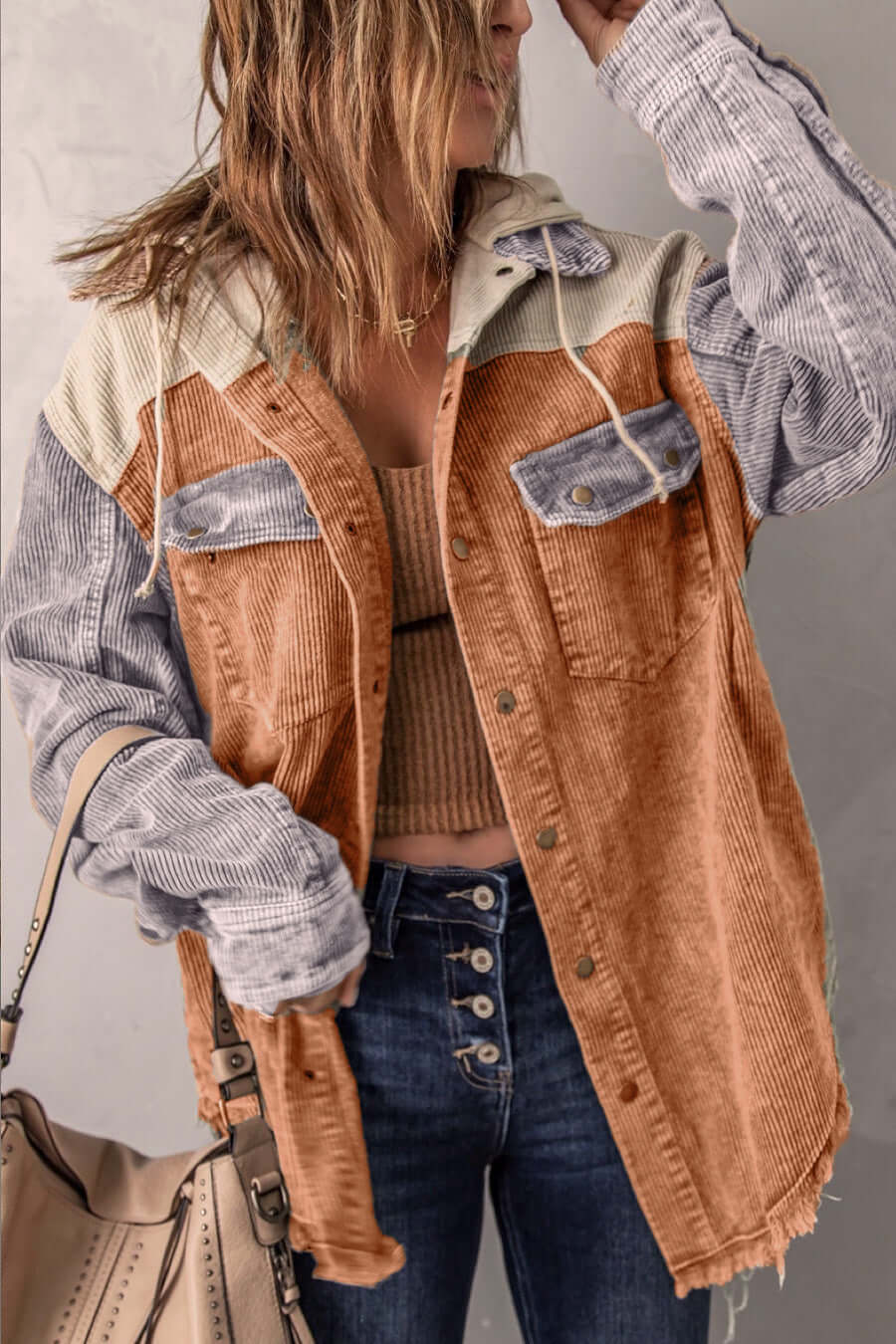 Damesjas Retro Stijl met Zakken en Comfortabel Design