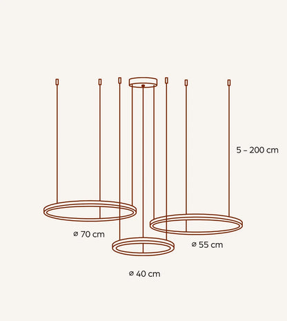 LED Hanglamp Ringen Zwart Wit Goud Dimbaar 70W Aluminium Modern