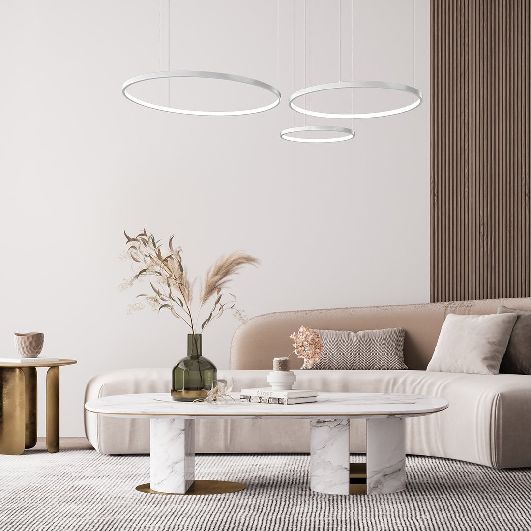 LED Hanglamp Ringen Zwart Wit Goud Dimbaar 70W Aluminium Modern