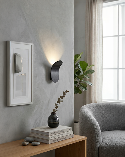 Gebogen Wandlamp Modern Minimalistisch Design Geborstelde Afwerking Diffuus Licht Decoratieve Wandverlichting voor Gang Slaapkamer Woonkamer