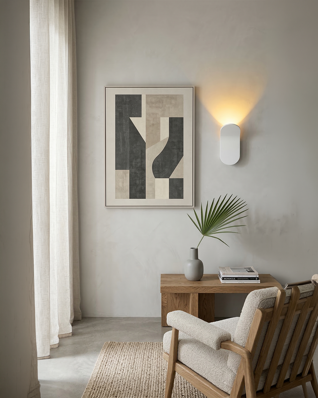 Gebogen Wandlamp Modern Minimalistisch Design Geborstelde Afwerking Diffuus Licht Decoratieve Wandverlichting voor Gang Slaapkamer Woonkamer