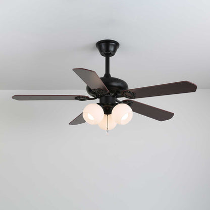 Plafondventilator met Verlichting Vintage Hout & Glas 107cm Scandinavische Stijl Retro Plafondlamp met Afstandsbediening