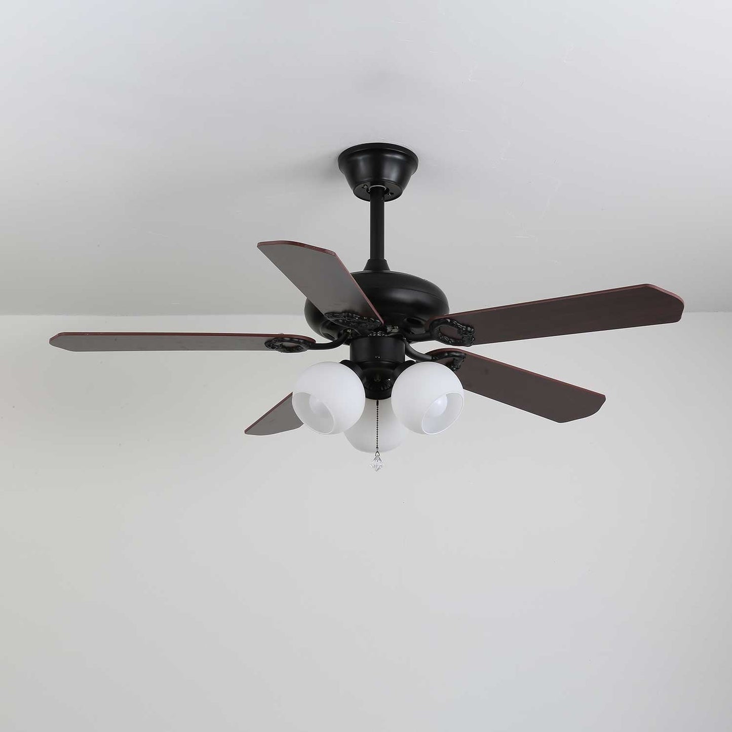 Plafondventilator met Verlichting Vintage Hout & Glas 107cm Scandinavische Stijl Retro Plafondlamp met Afstandsbediening