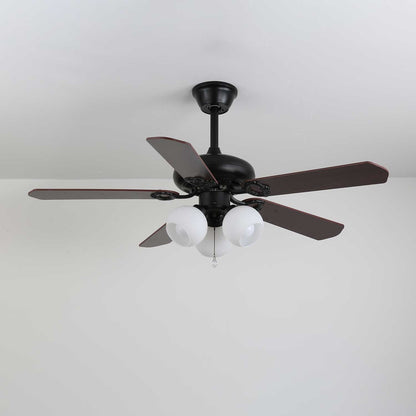 Plafondventilator met Verlichting Vintage Hout & Glas 107cm Scandinavische Stijl Retro Plafondlamp met Afstandsbediening