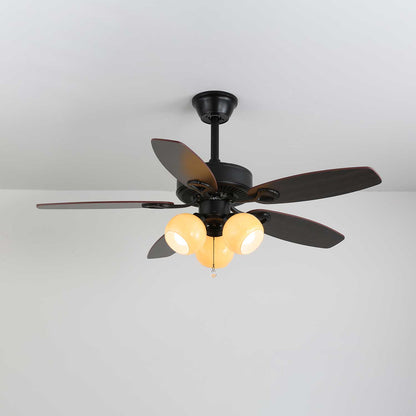 Plafondventilator met Verlichting Vintage Hout & Glas 107cm Scandinavische Stijl Retro Plafondlamp met Afstandsbediening