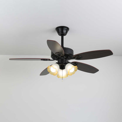 Plafondventilator met Verlichting Vintage Hout & Glas 107cm Scandinavische Stijl Retro Plafondlamp met Afstandsbediening