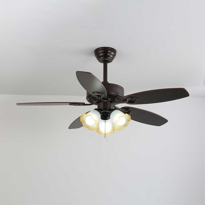 Plafondventilator met Verlichting Vintage Hout & Glas 107cm Scandinavische Stijl Retro Plafondlamp met Afstandsbediening