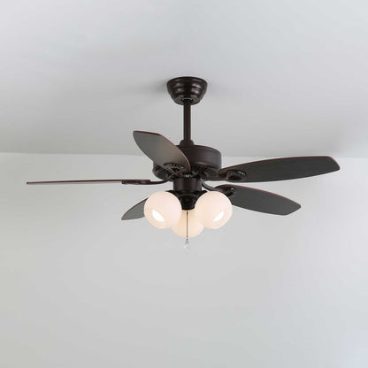 Plafondventilator met Verlichting Vintage Hout & Glas 107cm Scandinavische Stijl Retro Plafondlamp met Afstandsbediening