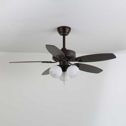 Plafondventilator met Verlichting Vintage Hout & Glas 107cm Scandinavische Stijl Retro Plafondlamp met Afstandsbediening