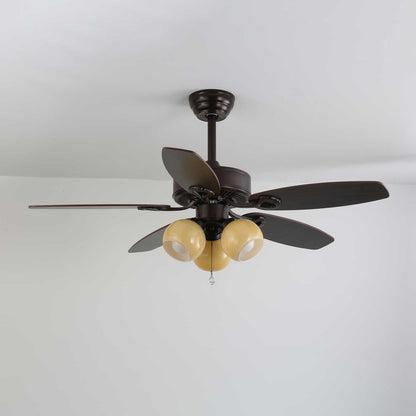 Plafondventilator met Verlichting Vintage Hout & Glas 107cm Scandinavische Stijl Retro Plafondlamp met Afstandsbediening