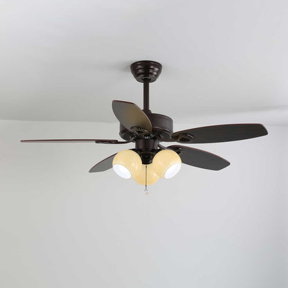 Plafondventilator met Verlichting Vintage Hout & Glas 107cm Scandinavische Stijl Retro Plafondlamp met Afstandsbediening