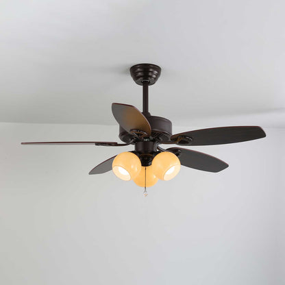 Plafondventilator met Verlichting Vintage Hout & Glas 107cm Scandinavische Stijl Retro Plafondlamp met Afstandsbediening