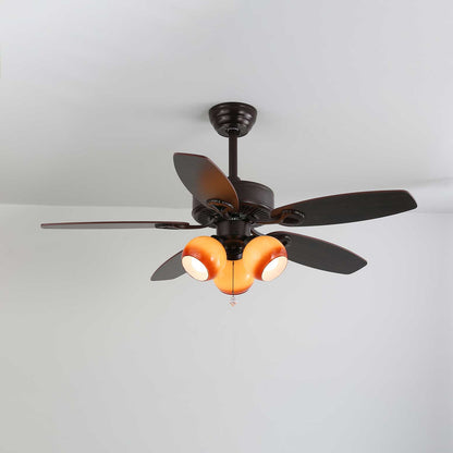 Plafondventilator met Verlichting Vintage Hout & Glas 107cm Scandinavische Stijl Retro Plafondlamp met Afstandsbediening