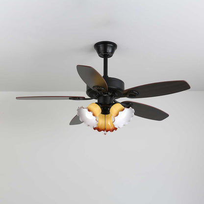 Plafondventilator met Verlichting Vintage Hout & Glas 107cm Scandinavische Stijl Retro Plafondlamp met Afstandsbediening