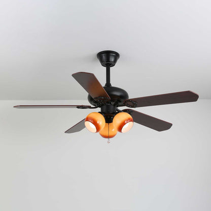Plafondventilator met Verlichting Vintage Hout & Glas 107cm Scandinavische Stijl Retro Plafondlamp met Afstandsbediening