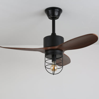Industriële Plafondventilator met Verlichting Ø91cm – Metalen Frame – Glazen Kap – 6 Snelheden – Afstandsbediening – AC 110-240V – Walnoot & Zwart