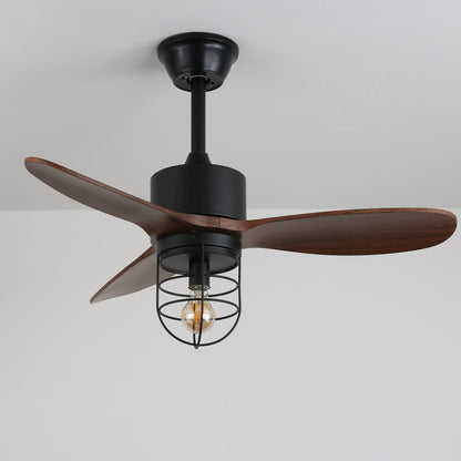 Industriële Plafondventilator met Verlichting Ø91cm – Metalen Frame – Glazen Kap – 6 Snelheden – Afstandsbediening – AC 110-240V – Walnoot & Zwart