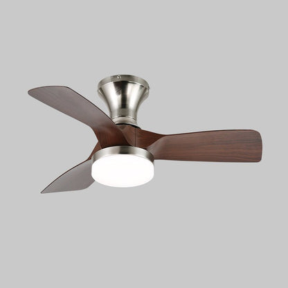 Moderne plafondventilator met verlichting en afstandsbediening zilver houtnerf 70cm