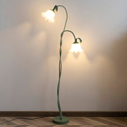 Vloerlamp Bloem Design Groen Wit Metaal 170cm 2-3 Lichts LED Sfeerlamp Woonkamer Slaapkamer
