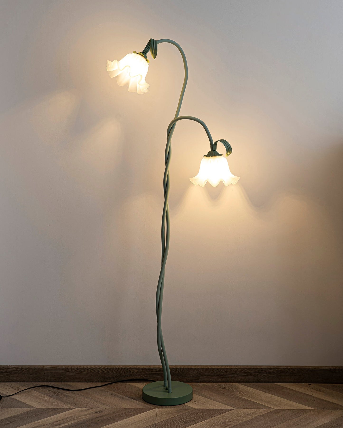 Vloerlamp Bloem Design Groen Wit Metaal 170cm 2-3 Lichts LED Sfeerlamp Woonkamer Slaapkamer