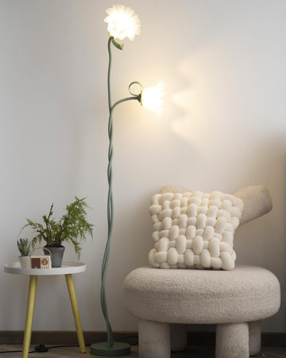 Vloerlamp Bloem Design Groen Wit Metaal 170cm 2-3 Lichts LED Sfeerlamp Woonkamer Slaapkamer