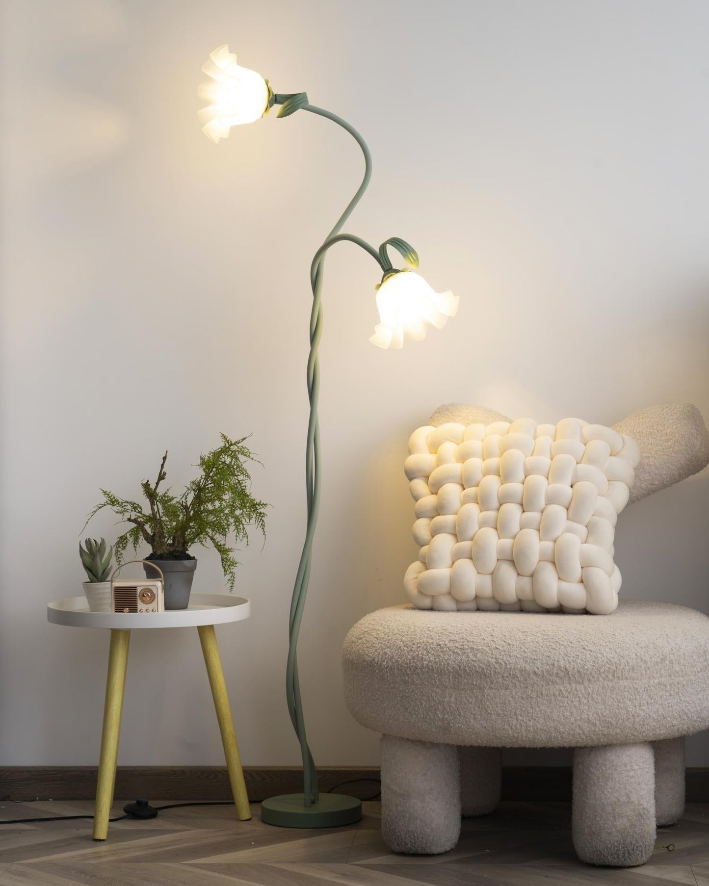 Vloerlamp Bloem Design Groen Wit Metaal 170cm 2-3 Lichts LED Sfeerlamp Woonkamer Slaapkamer