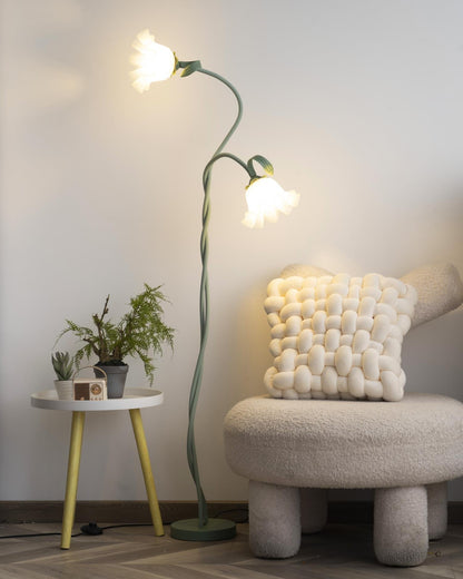Vloerlamp Bloem Design Groen Wit Metaal 170cm 2-3 Lichts LED Sfeerlamp Woonkamer Slaapkamer