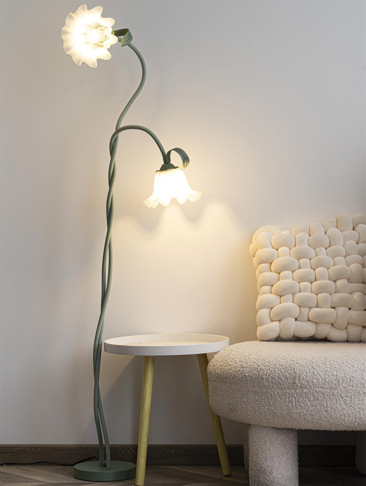 Vloerlamp Bloem Design Groen Wit Metaal 170cm 2-3 Lichts LED Sfeerlamp Woonkamer Slaapkamer