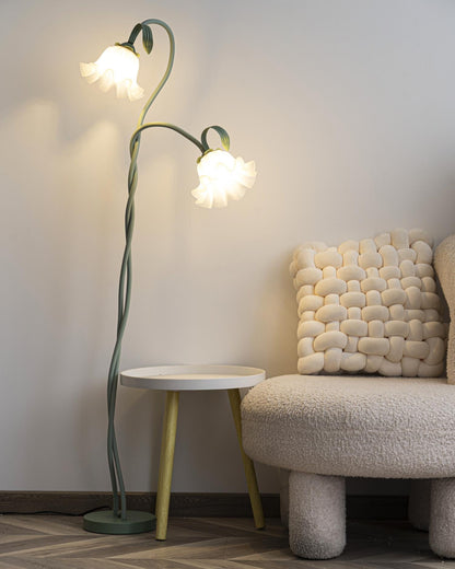 Vloerlamp Bloem Design Groen Wit Metaal 170cm 2-3 Lichts LED Sfeerlamp Woonkamer Slaapkamer