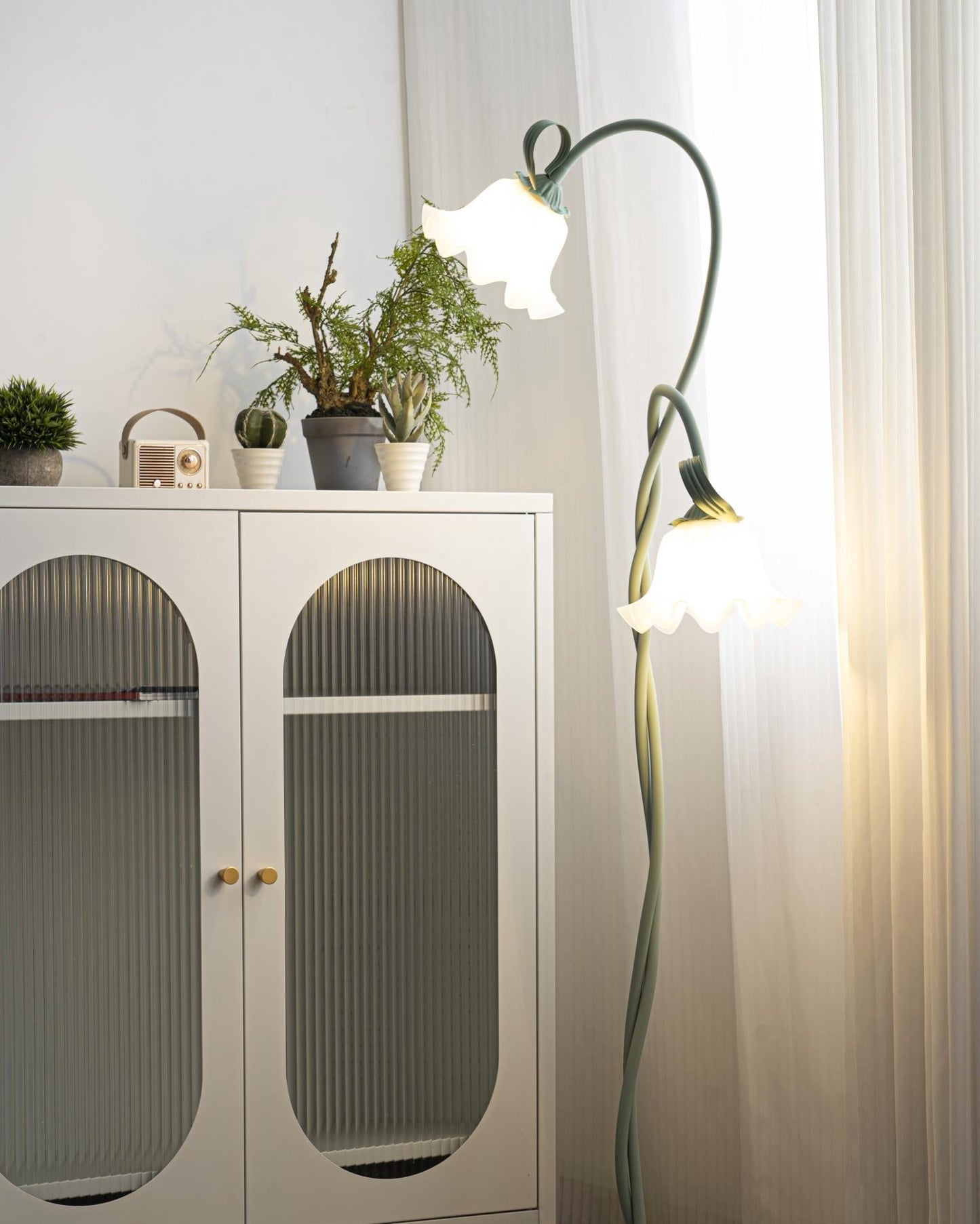 Vloerlamp Bloem Design Groen Wit Metaal 170cm 2-3 Lichts LED Sfeerlamp Woonkamer Slaapkamer
