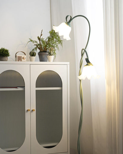 Vloerlamp Bloem Design Groen Wit Metaal 170cm 2-3 Lichts LED Sfeerlamp Woonkamer Slaapkamer