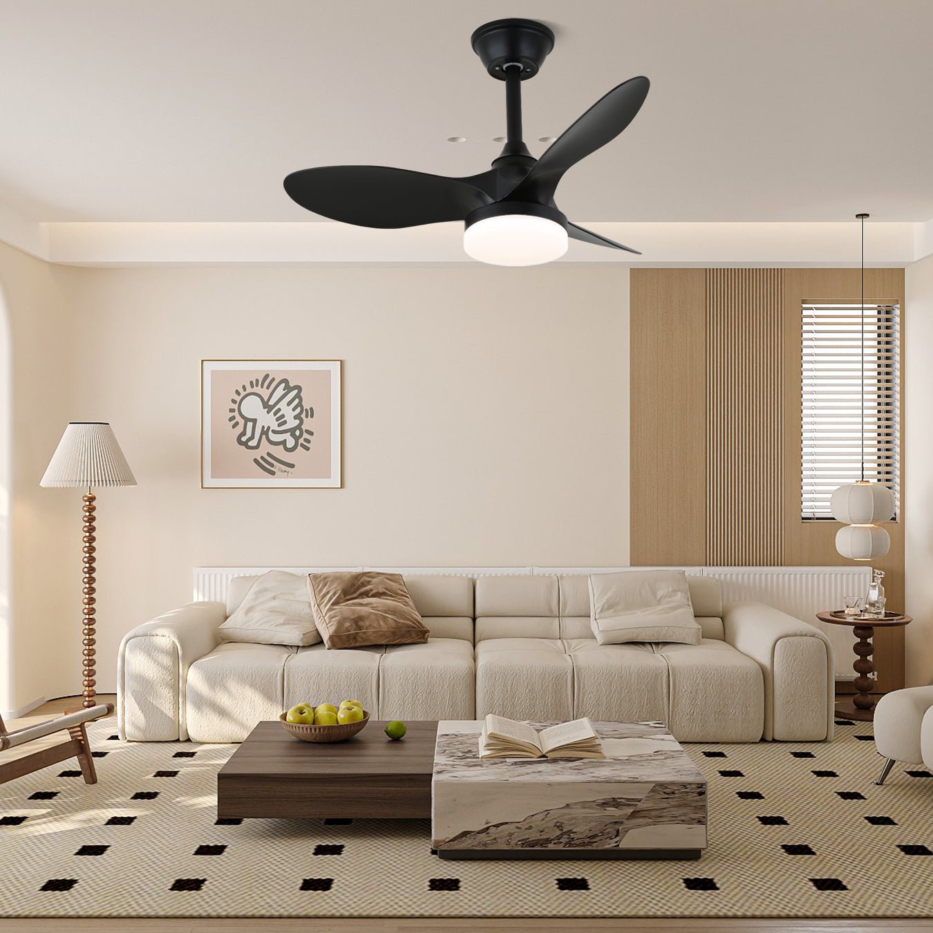 Plafondventilator met Verlichting – Modern Design Ø81 cm – 6 Snelheden – Incl. Afstandsbediening