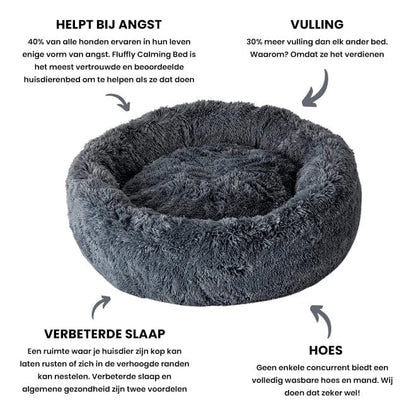 Huisdiermand Pluche Rond met Verhoogde Rand Grijs Bruin Roze voor Honden en Katten 40-120 cm Wasbaar Rustgevend Ontwerp