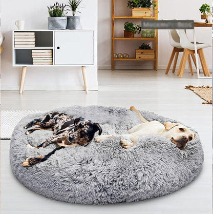 Huisdiermand Pluche Rond met Verhoogde Rand Grijs Bruin Roze voor Honden en Katten 40-120 cm Wasbaar Rustgevend Ontwerp