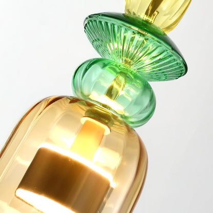Glazen Hanglamp met Gekleurde Kap – Scandinavisch Verlichtingsdesign met Geïntegreerde LED – Macaron Jar Pendant Light