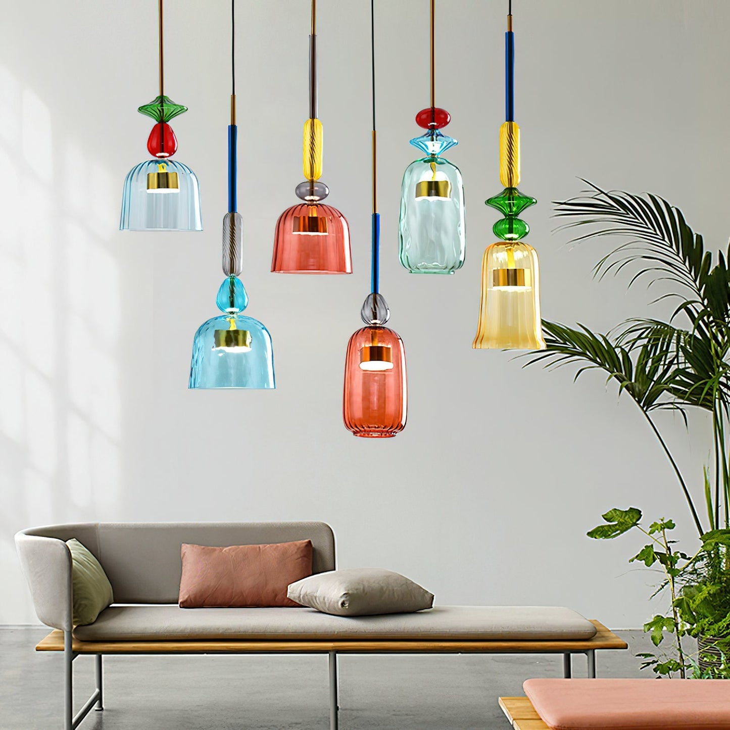 Glazen Hanglamp met Gekleurde Kap – Scandinavisch Verlichtingsdesign met Geïntegreerde LED – Macaron Jar Pendant Light