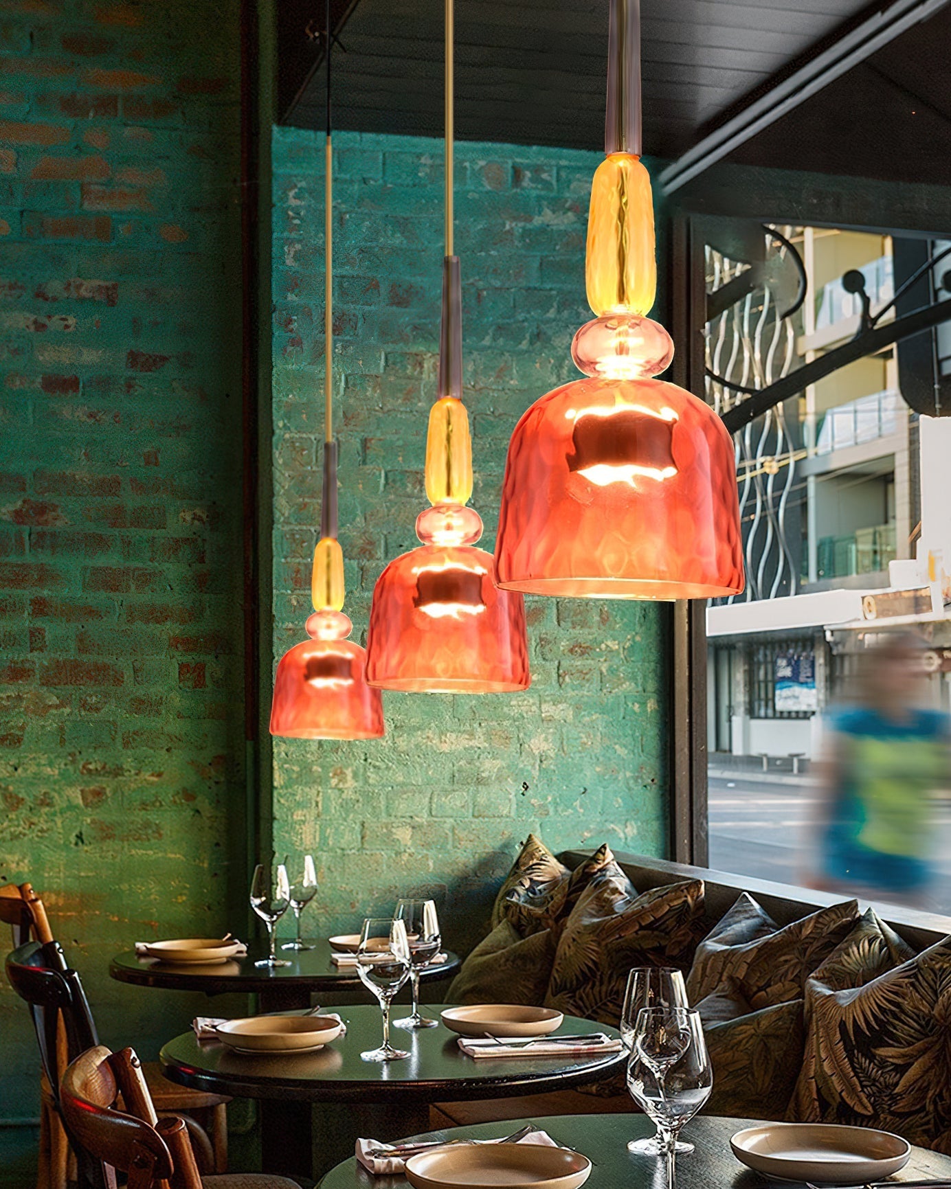 Glazen Hanglamp met Gekleurde Kap – Scandinavisch Verlichtingsdesign met Geïntegreerde LED – Macaron Jar Pendant Light