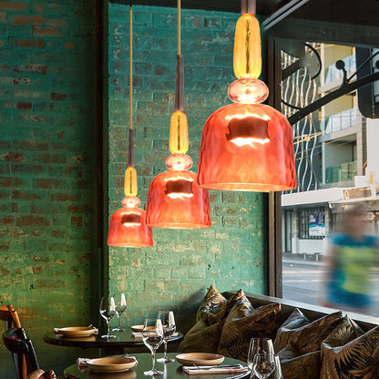 Glazen Hanglamp met Gekleurde Kap – Scandinavisch Verlichtingsdesign met Geïntegreerde LED – Macaron Jar Pendant Light