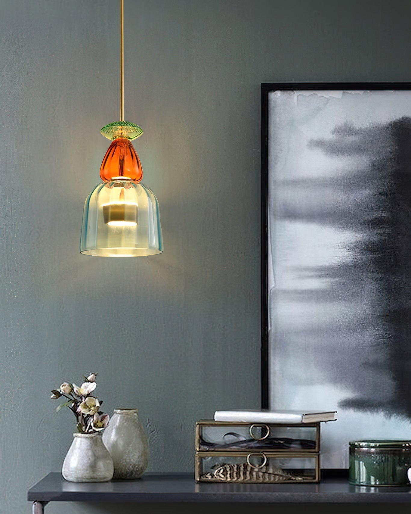 Glazen Hanglamp met Gekleurde Kap – Scandinavisch Verlichtingsdesign met Geïntegreerde LED – Macaron Jar Pendant Light