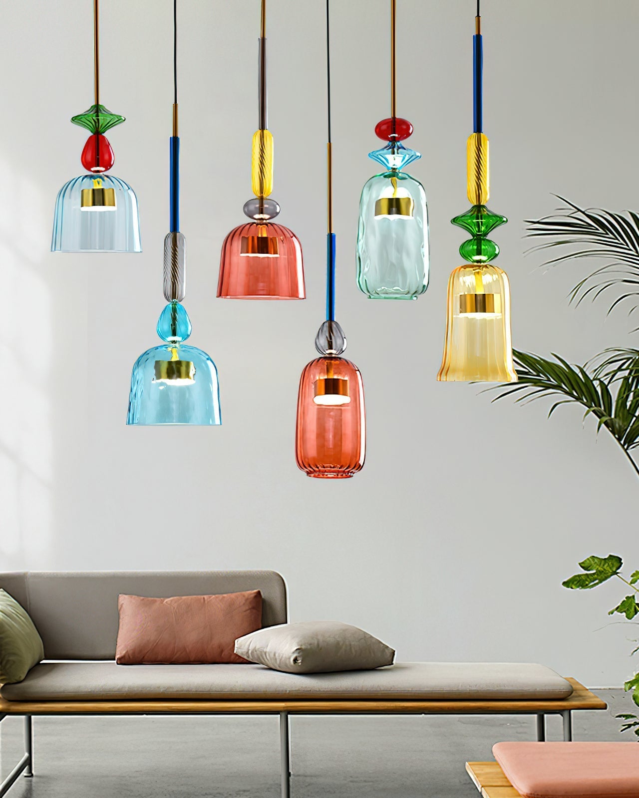 Glazen Hanglamp met Gekleurde Kap – Scandinavisch Verlichtingsdesign met Geïntegreerde LED – Macaron Jar Pendant Light