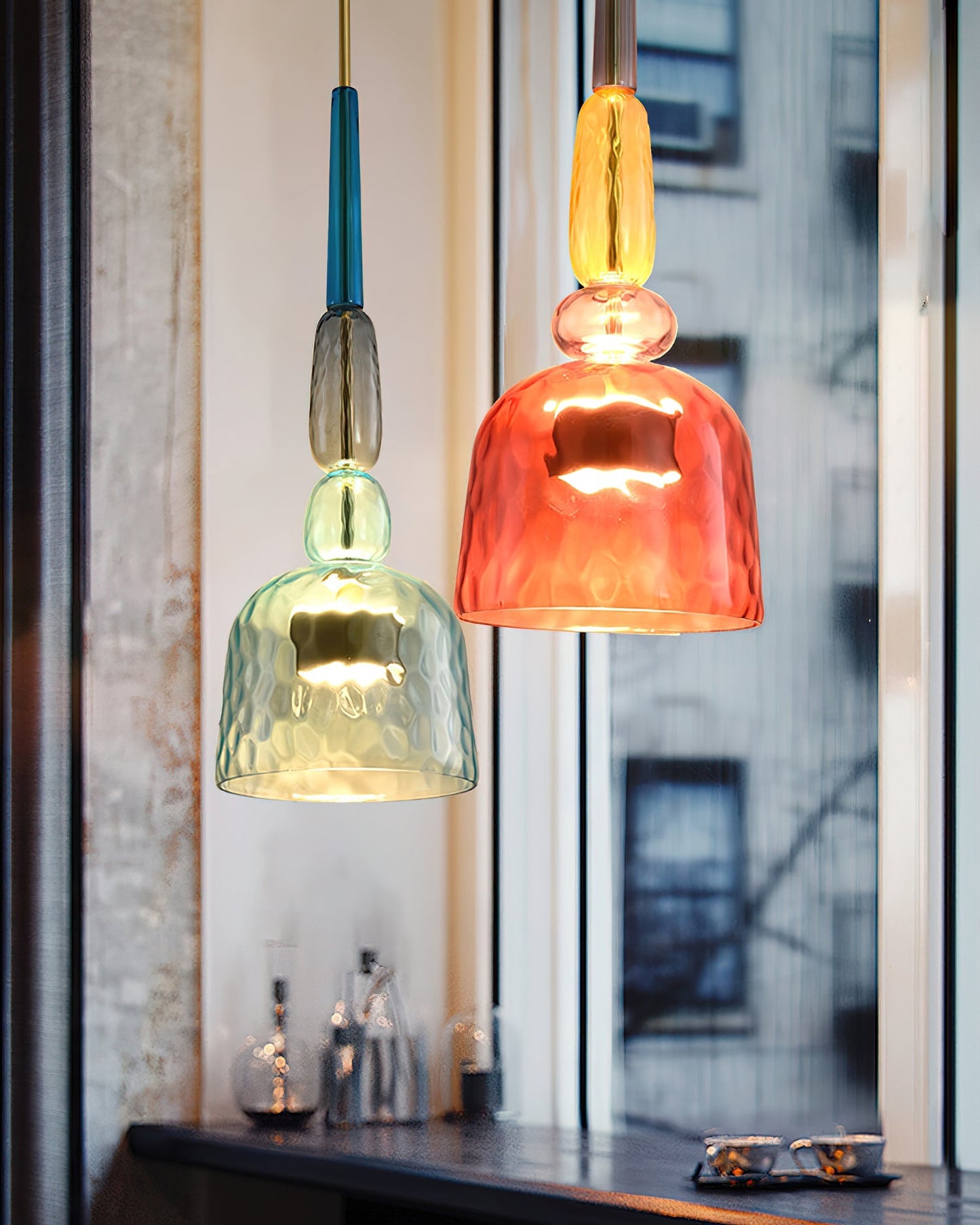 Glazen Hanglamp met Gekleurde Kap – Scandinavisch Verlichtingsdesign met Geïntegreerde LED – Macaron Jar Pendant Light