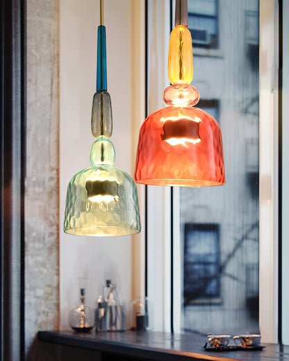 Glazen Hanglamp met Gekleurde Kap – Scandinavisch Verlichtingsdesign met Geïntegreerde LED – Macaron Jar Pendant Light