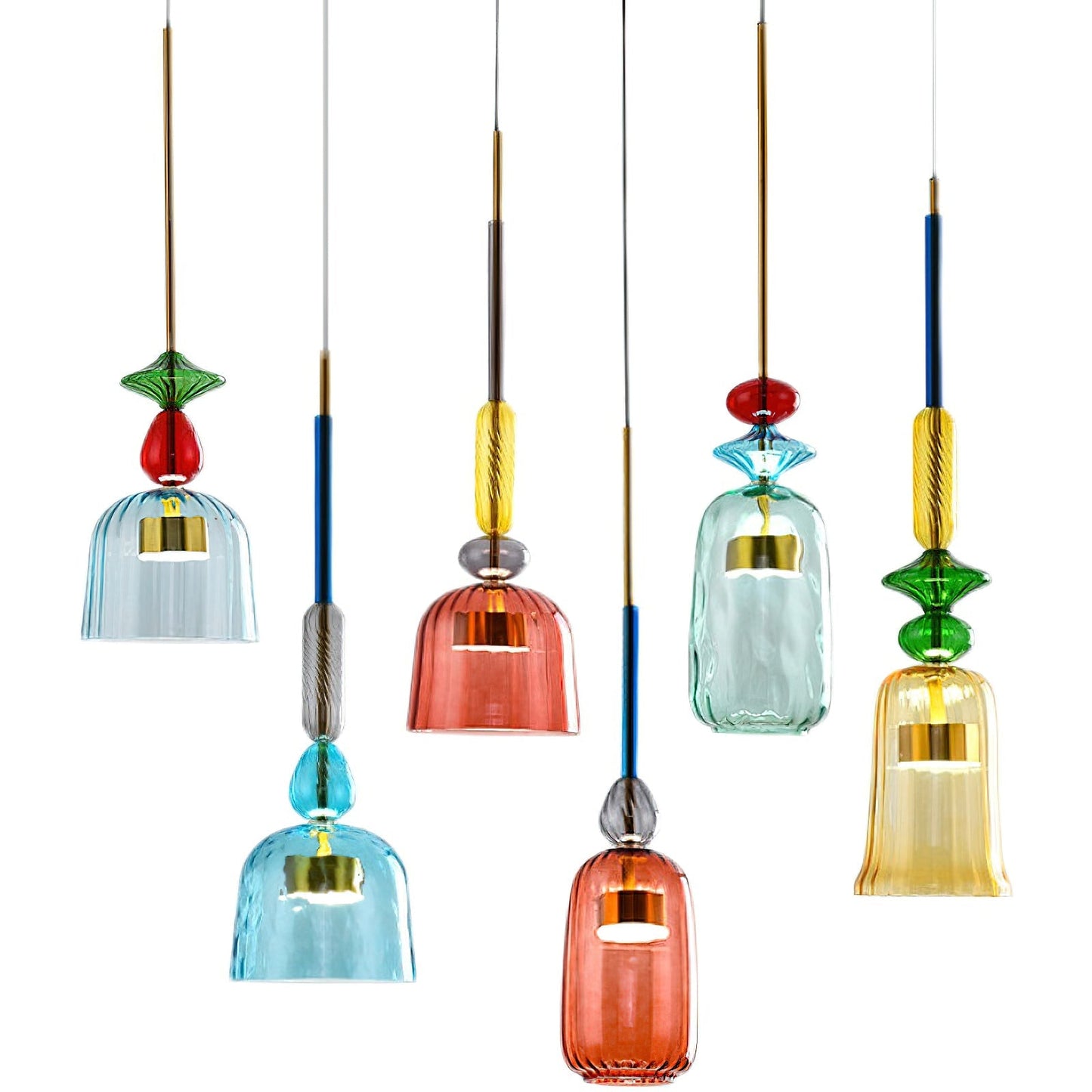 Glazen Hanglamp met Gekleurde Kap – Scandinavisch Verlichtingsdesign met Geïntegreerde LED – Macaron Jar Pendant Light