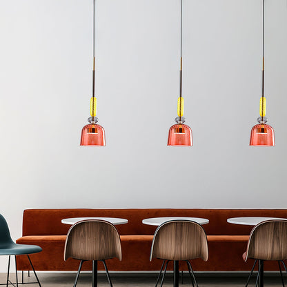 Glazen Hanglamp met Gekleurde Kap – Scandinavisch Verlichtingsdesign met Geïntegreerde LED – Macaron Jar Pendant Light