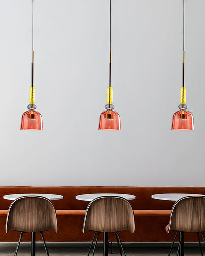 Glazen Hanglamp met Gekleurde Kap – Scandinavisch Verlichtingsdesign met Geïntegreerde LED – Macaron Jar Pendant Light