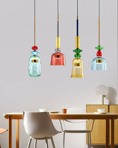 Glazen Hanglamp met Gekleurde Kap – Scandinavisch Verlichtingsdesign met Geïntegreerde LED – Macaron Jar Pendant Light