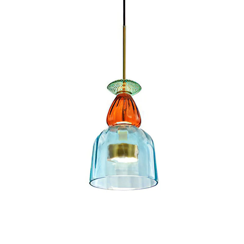 Glazen Hanglamp met Gekleurde Kap – Scandinavisch Verlichtingsdesign met Geïntegreerde LED – Macaron Jar Pendant Light
