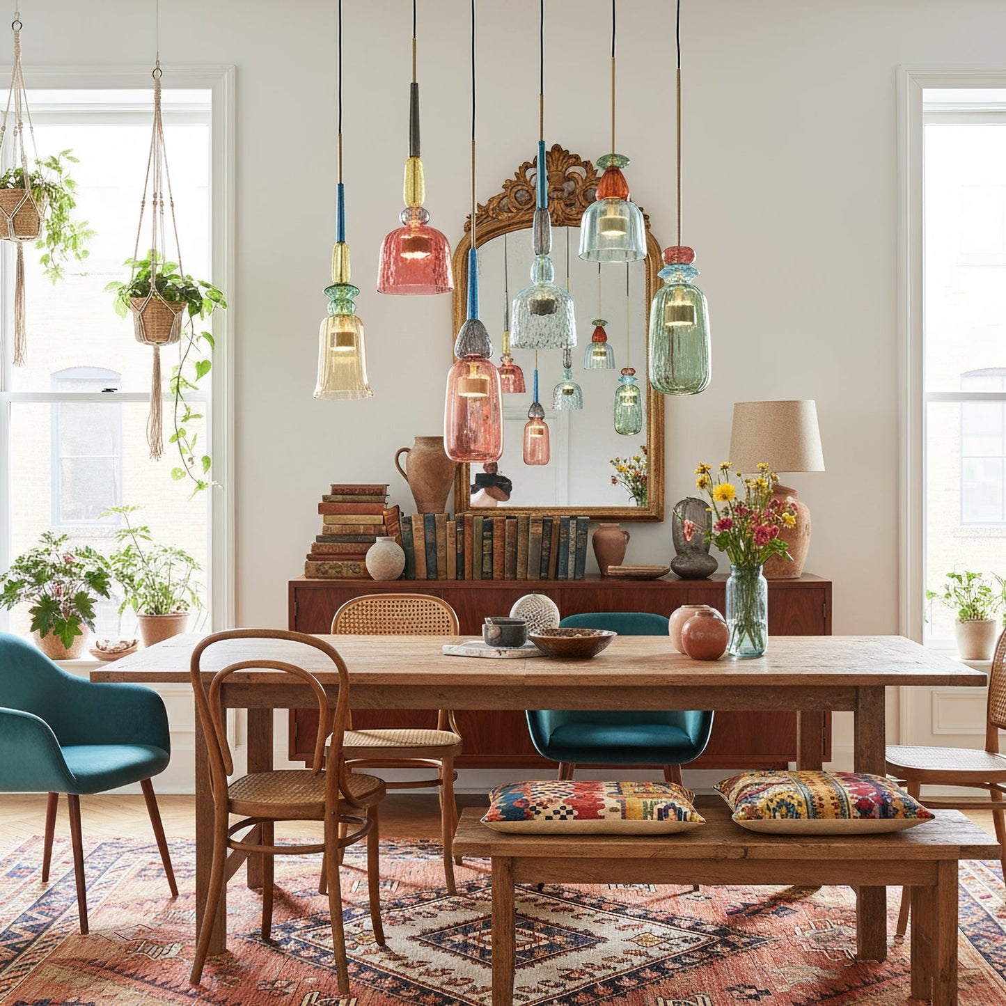 Glazen Hanglamp met Gekleurde Kap – Scandinavisch Verlichtingsdesign met Geïntegreerde LED – Macaron Jar Pendant Light