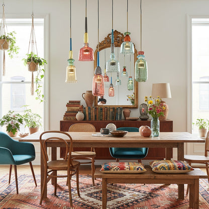 Glazen Hanglamp met Gekleurde Kap – Scandinavisch Verlichtingsdesign met Geïntegreerde LED – Macaron Jar Pendant Light